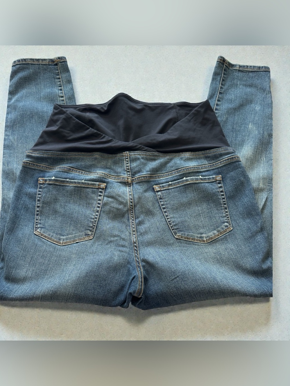 Isabel Maternity by Ingrid & Isabel Blue Distressed Straight Leg Maternity Jeans - Picture 2 of 5